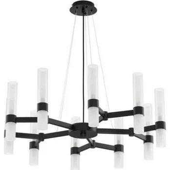 NOVA LUCE závěsné svítidlo CENTURY matná černá a čiré a matné sklo (2m ocelové lanko) 20xG9 9006052