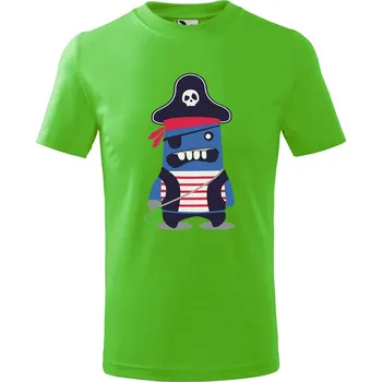 Chlapecké tričko Dětské tričko s potiskem Příšerka pirát Velikost: 158/12 let, Barva trička: Apple green