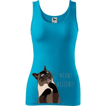 Dámské tílko s potiskem Naštvaná kočka Velikost: S, Barva: Tyrkysová