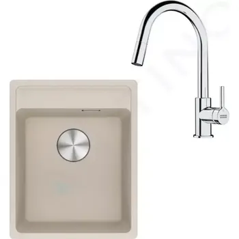 Granitový dřez Franke Sety Kuchyňský set G252SA, fragranitový dřez MRG 610-37 RTL a baterie FS 3229.031, sahara/chrom, 114.0700.694