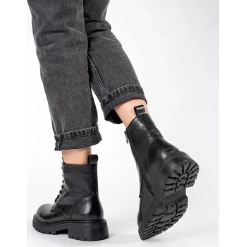 Dámská treková obuv Černé kožené dámské workery na platformě Sergio Leone TR796-S-B Velikost: 36