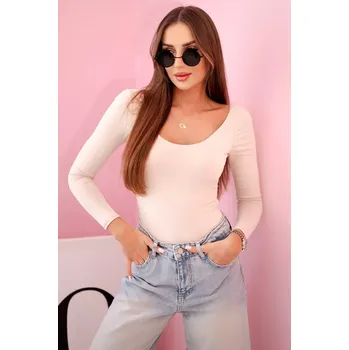 Dámská halenka Kesi Włoski Dámská halenka s dlouhým rukávem a hlubokým výstřihem béžový Kesi Włoski růžová 3279962