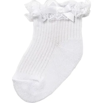 MAYORAL dívčí ponožky s krajkou bílá EU 17-19, vel. 70 cm