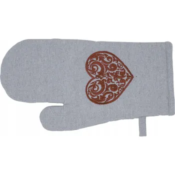 Chňapka Kuchyňská chňapka šedá s červeným srdcem