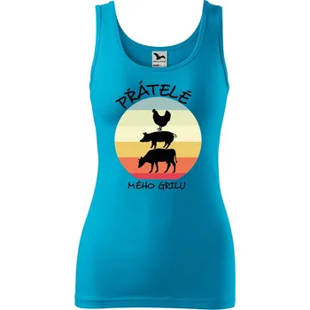 Dámské tílko s potiskem Přátelé mého grilu Velikost: XL, Barva: Tyrkysová