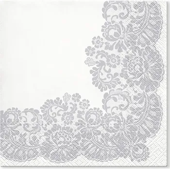 Papírový ubrousek PAW Papírové ubrousky TETE a TETE 20ks 33x33cm Krajka stříbrná