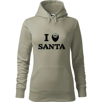 Pánská mikina Dámská mikina s kapucí a potiskem I love Santa Velikost (žena): L, Vyberte barvu: Světlá khaki