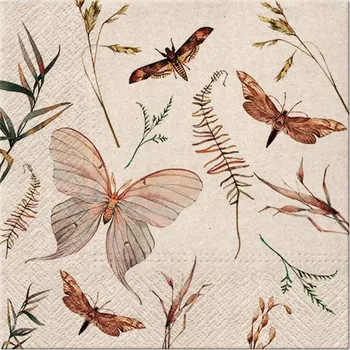 Papírový kapesník Papírové ubrousky PAW We Care Motýli 33x33cm/20ks