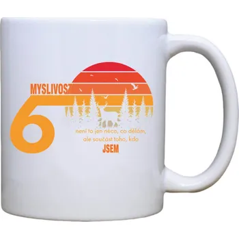 Keramický hrnek s potiskem 60 let myslivost Objem a motiv: 320 ml bílý uvnitř