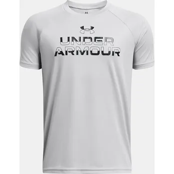 Chlapecké tričko Under Armour UA Tech Split Wordmark 1383010-011 Šedá YSM