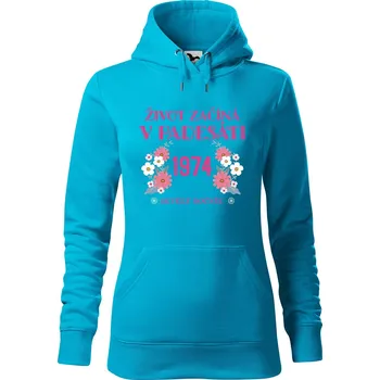 Pánská mikina Dámská mikina Život začíná v 50 Velikost (žena): XL, Vyberte barvu: Tyrkysová