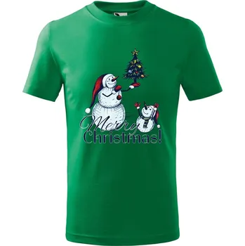 Chlapecké tričko Dětské tričko Merry christmas Velikost: 158/12 let, Barva trička: Středně zelená