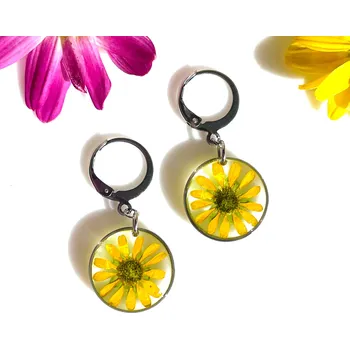 Náušnice Šperk z pravých květin - Náušnice Květ sanvitálky