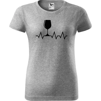Dámské tričko Dámské tričko s potiskem Tep srdce víno Barva trička: Tmavě šedý melír - 12, Velikost: M