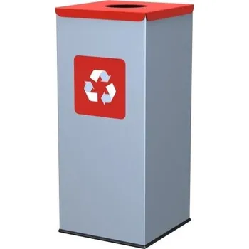 Odpadkový koš HTI Hranatý odpadkový koš červené víko 50 l MC-7577-6