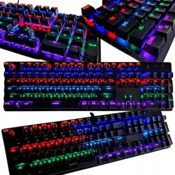 Klávesnice MECHANICKÁ HERNÍ KLÁVESNICE PODSVÍCENÁ USB RGB LED STABILNÍ
