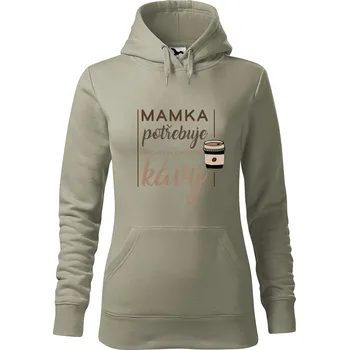 Pánská mikina Mikina s kapucí a potiskem Mamka potřebuje kávu Velikost (žena): XL, Vyberte barvu: Světlá khaki