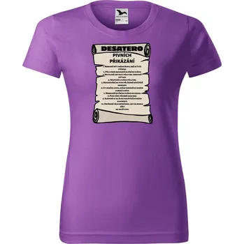 Dámské tričko Dámské tričko s potiskem Pivní přikázání Barva trička: Fialová - 64, Velikost: S