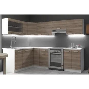 Kuchyňská linka Kuchyňská linka Dave, dub truffle, rohová sestava B, 170 x 250 cm