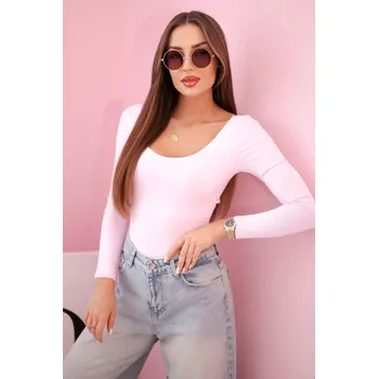 Dámská halenka Kesi Włoski Dámská halenka s dlouhým rukávem a hlubokým výstřihem bonbónově růžová Kesi Włoski bílá 3279955