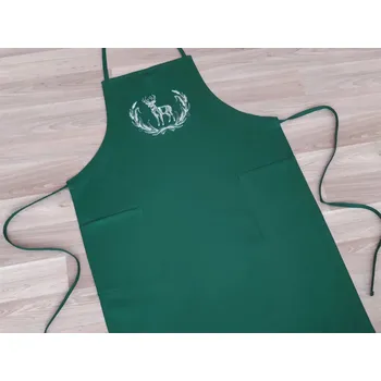 Kuchyňská zástěra Myslivecká zástěra pro muže zelená 72x100 Jelen v obilí