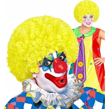 Karnevalová paruka PARUKA AFRO KLAUN ŽLUTÁ KUDRNATÉ VLASY KLAUN CIRKUS