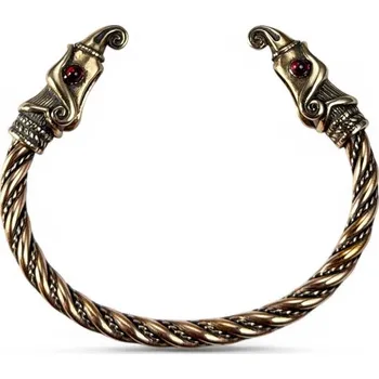 Náramek Drakkaria - splétárna Huginn a Muninn, vikingský náramek, bronz