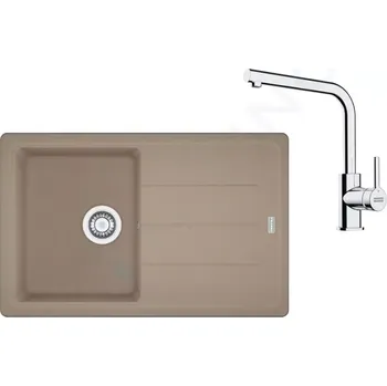 Kuchyňský dřez Franke Sety Kuchyňský set G263KA, fragranitový dřez BFG 611-78 a baterie FS 3230.031, kašmír/chrom, 114.0700.734