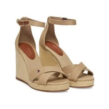 Dámské sandále Sandály Tommy Hilfiger Flag High Wedge Espad Crisscross FW0FW08661 Béžová 40