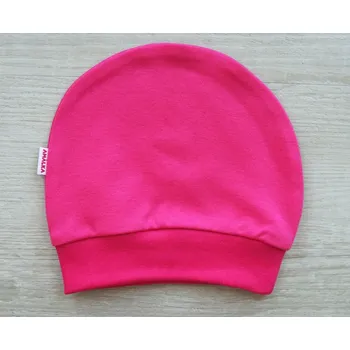 Kojenecká čepice AMÁLKA Bavlněná nasazovací čepička, malinová Velikost: 56-62