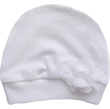 Kojenecké oblečení AMÁLKA Bílá nasazovací čepička, tylový květ Velikost: 56-62