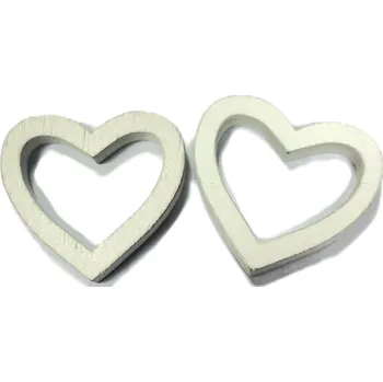 Srdce bílé dřevěné s otvorem C 5 cm