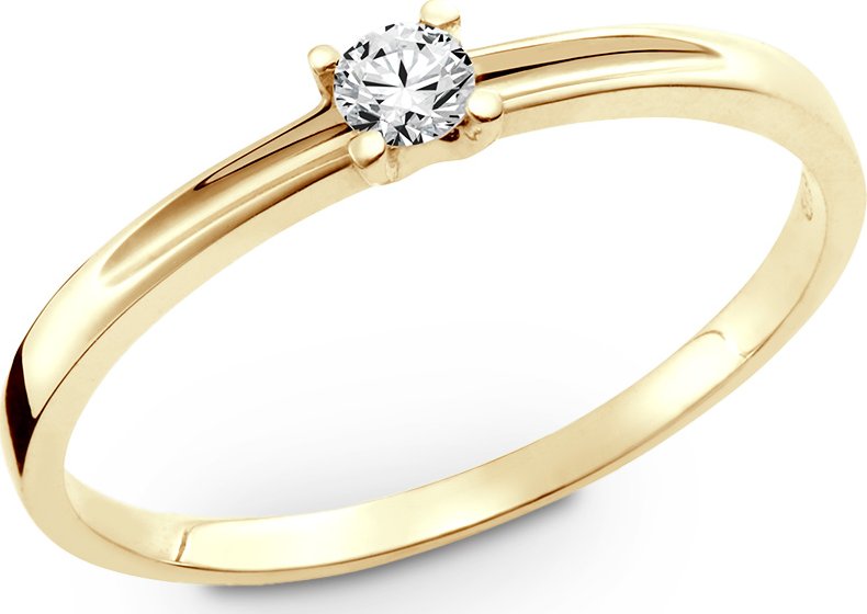 Zásnubní prsten ze žlutého zlata se zirkonem 270.90 Velikost: 52
