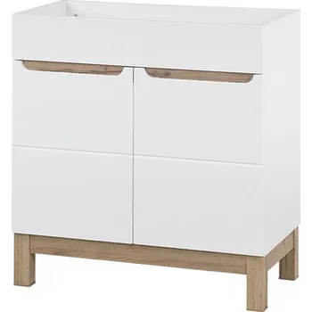 Koupelnový nábytek Koupelnová skříňka Bali 80 pod umyvadlo - bílá / bílý lesk / dub wotan