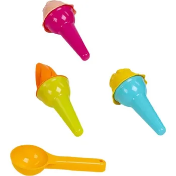 Dětská kuchyňka PL Formičky zmrzlina set 3 kornouty s kopečkem zmrzliny a naběračkou na písek