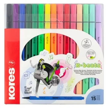 Popisovač Kores K-Beats - sada 15 barev / hrot M