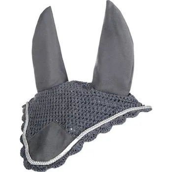 Koňská maska proti hmyzu Čabraka HKM s lemem pony šedá/stříbrná