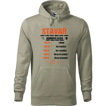 Pánská mikina Pánská mikina s potiskem Hodinová sazba stavař Velikost (muž): XL, Vyberte barvu: Světlá khaki