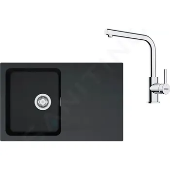 Granitový dřez Franke Sety Kuchyňský set T111Č, tectonitový dřez OID 611-78 a baterie FS 3230.031, černá/chrom, 143.0687.313