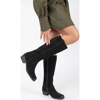 Dámské kozačky Černé dámské kožené zateplené kozačky Sergio Leone KZ268-S-B Velikost: 39