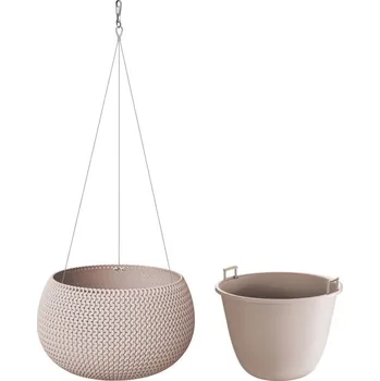 Květináč Prosperplast Květináč s vkladem a ocel. lankem SPLOFY BOWL WS mocca 23,9 cm