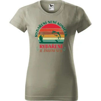 Dámské tričko Rybaření není koníček Barva trička: Světlá khaki - 28, Velikost: XS