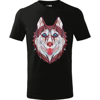 Chlapecké tričko Dětské tričko s potiskem Hlava vlka Velikost: 158/12 let, Barva trička: Černá