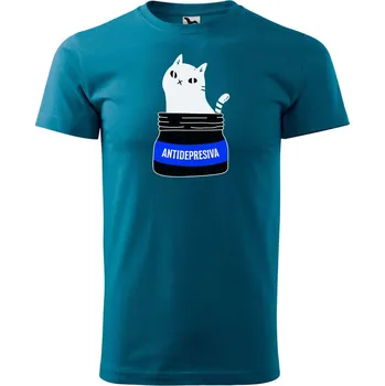 Pánské tričko s potiskem Antidepresiva Velikost: M, Barva trička: Petrolejová