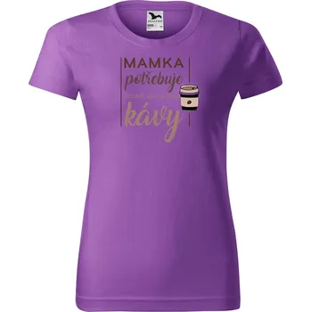 Dámské tričko Dámské tričko s potiskem Mamka potřebuje kávu Barva trička: Fialová - 64, Velikost: 2XL