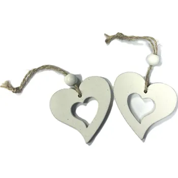 Srdce bílé dřevěné s otvorem A 8 cm