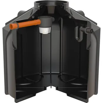 Plastová nádrž Globoline Medi 6400 litrů s filtrem Plastová nádrž na dešťové a splaškové vody o objemu 6400 litrů.