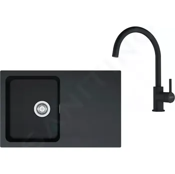 Kuchyňský dřez Franke Sety Kuchyňský set T119Č, tectonitový dřez OID 611-78 a baterie FC 6018.901, černá/matná černá, 143.0687.312