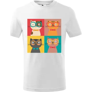 Chlapecké tričko Dětské tričko s potiskem Čtyři kočky Velikost: 158/12 let, Barva trička: Bílá