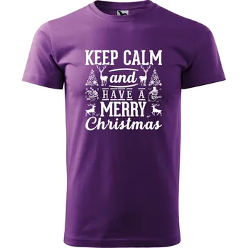 Pánské tričko Pánské tričko Keep calm Christmas Velikost: 2XL, Barva trička: Fialová